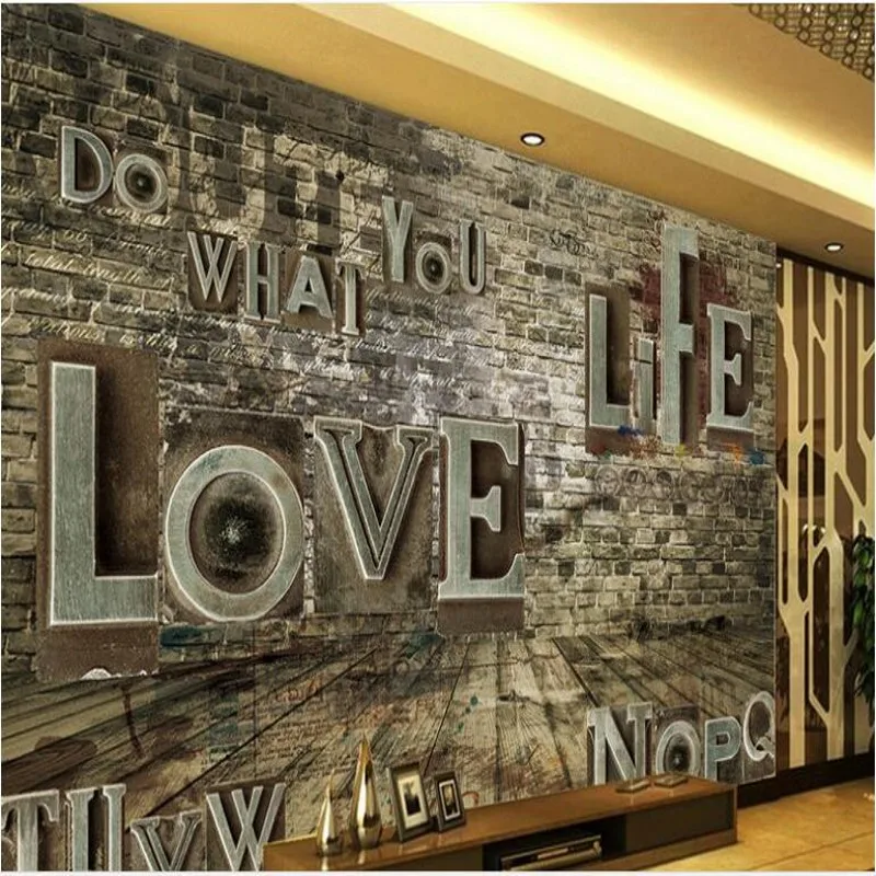 

wellyu Custom large mural retro nostalgia English alphabet TV backdrop non - woven wallpaper papel de parede para quarto