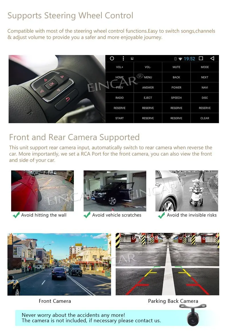 Eincar резервная камера + четырехъядерный 7 &quotAndroid 1 автомобильный стерео радио без
