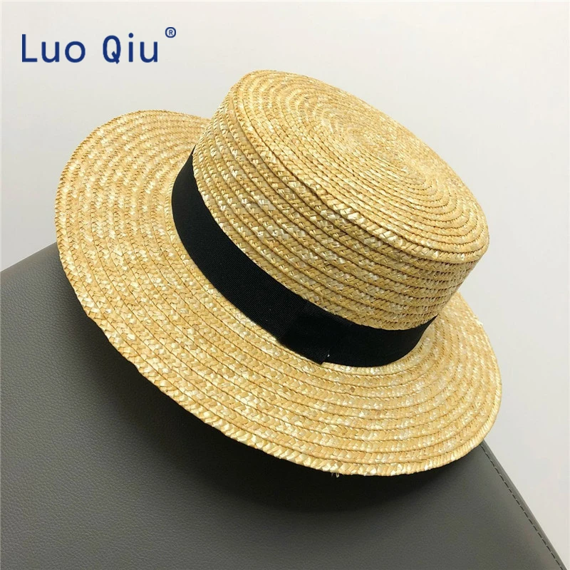 Простая летняя шляпа для женщин соломенная Панама с бантом на боку пляжная кепка