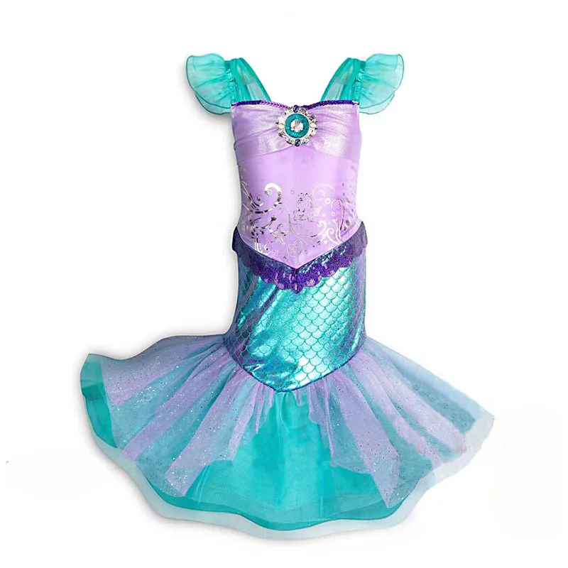 Mermaid dress Jasmine, София, Рапунцель, Аврора, Эльза, колокол, одежда для девочек, детские маскарадные костюмы принцессы, платья, детское платье на Хэллоуин, Рождество - Цвет: Mermaid dress