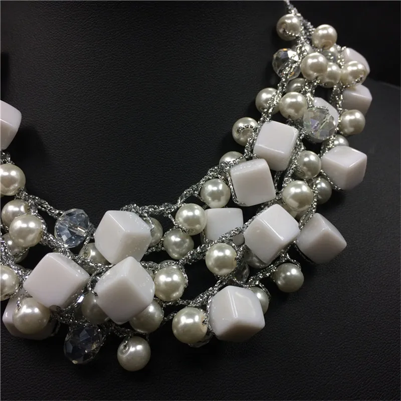 Fashion Chokers Necklaces For Women Geometric Acrylic Pearl Necklace Party Jewelry Yaoxi YX90307 | Украшения и аксессуары