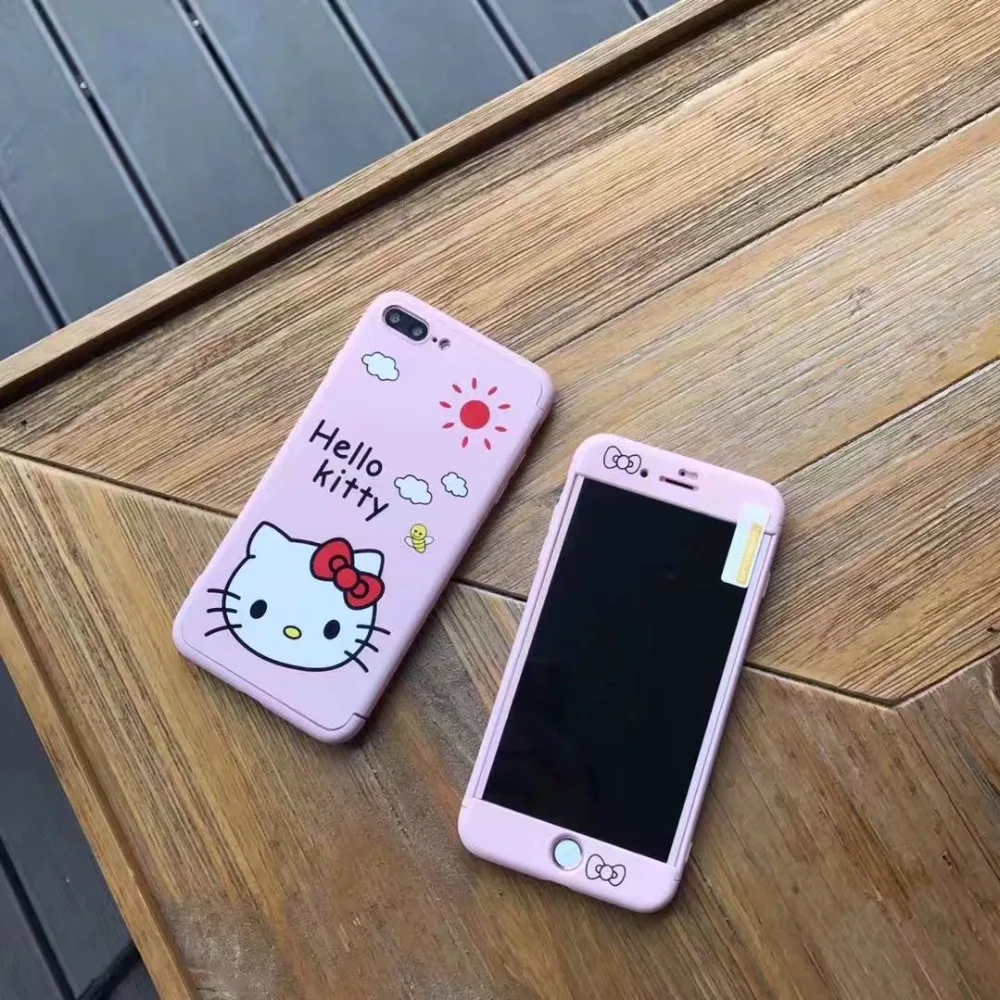 Для iPhone 7 Plus 360 градусов всего тела Минни Kitty Cat узор 3 в 1 жесткий корпус для 6 s 6/6 S +