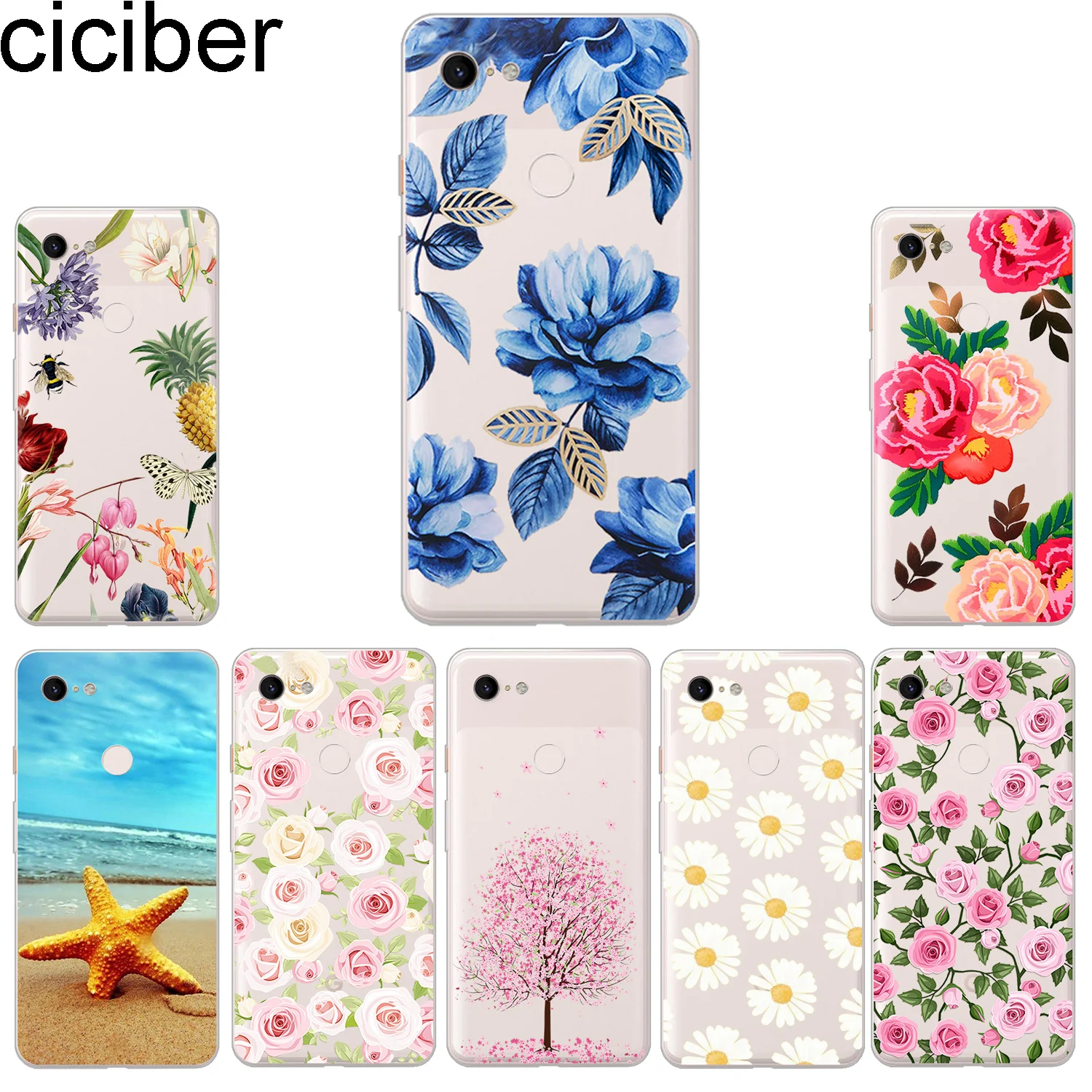 ciciber New Fashion Phone Cases For Google Pixel 3 2 XL Case Soft TPU Back Cover for 3XL 2XL Flower Funda Capa Coque |