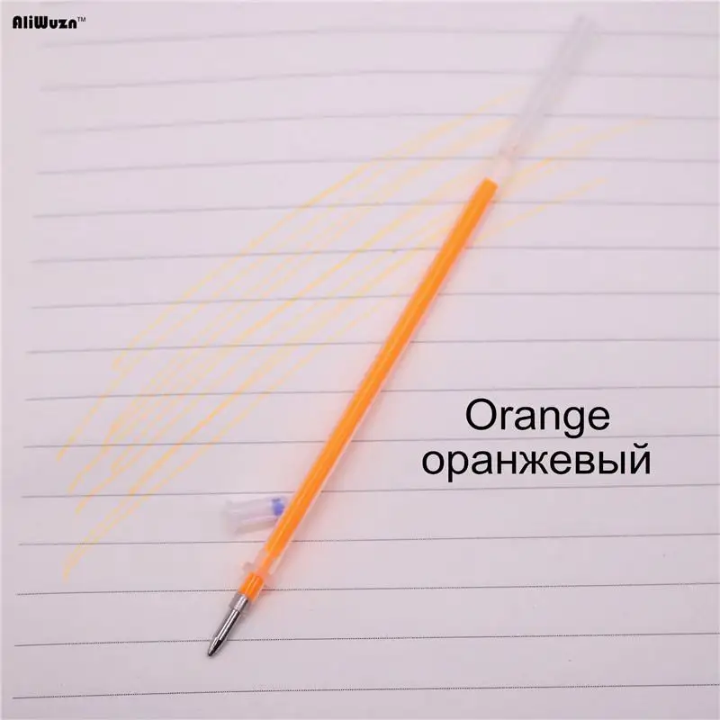 20 шт, цветные гелевые ручки, флуоресцентные, сменные, 1,0 мм, наконечники для ручек, Длина 129 мм, в форме пули, гладко пишут, студенческие канцелярские товары, магазин - Цвет: Orange 20 pcs