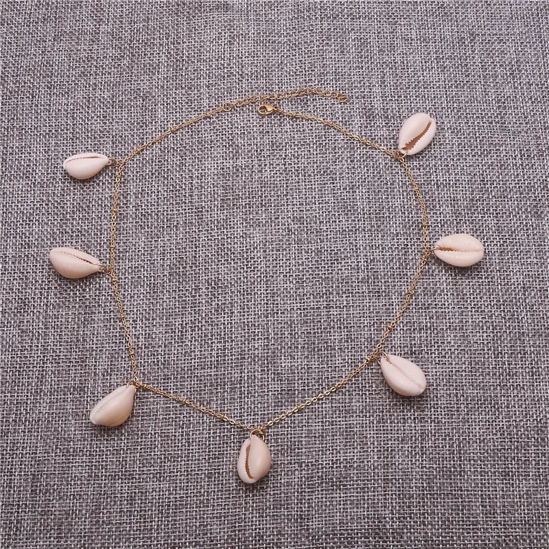 Mavis Hare COWRY чокер, колье с 7 шт. натуральная морская раковина кулон и 316L бусина из нержавеющей стали цепи ожерелье пляжные украшения