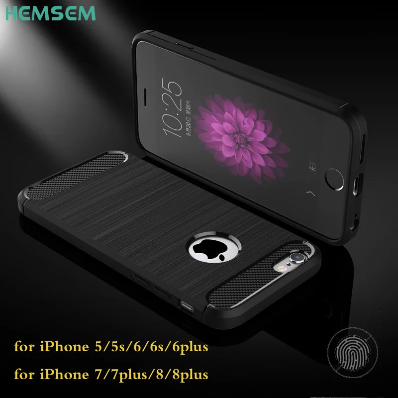 Чехол для телефона из углеродного волокна Hemsem iPhone 8 5 6 s 7 plus чехол X XR XS Max shockpoof