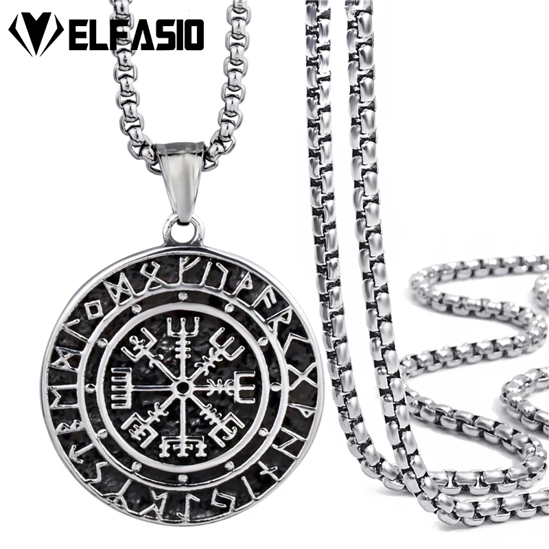 Мужская цепочка из нержавеющей стали Elfasio Пиратская подвеска с компасом Viking Valknut