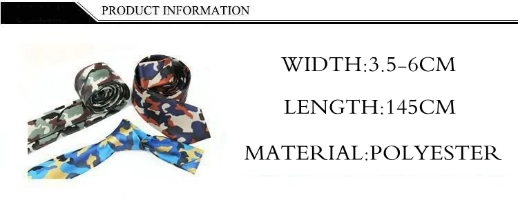 Printed Narrow Tie New Fashion Unisex Cool Leisure Tie 6*145CM Camouflage Uniform High Quality Breathe Thin Party Gift Tie
