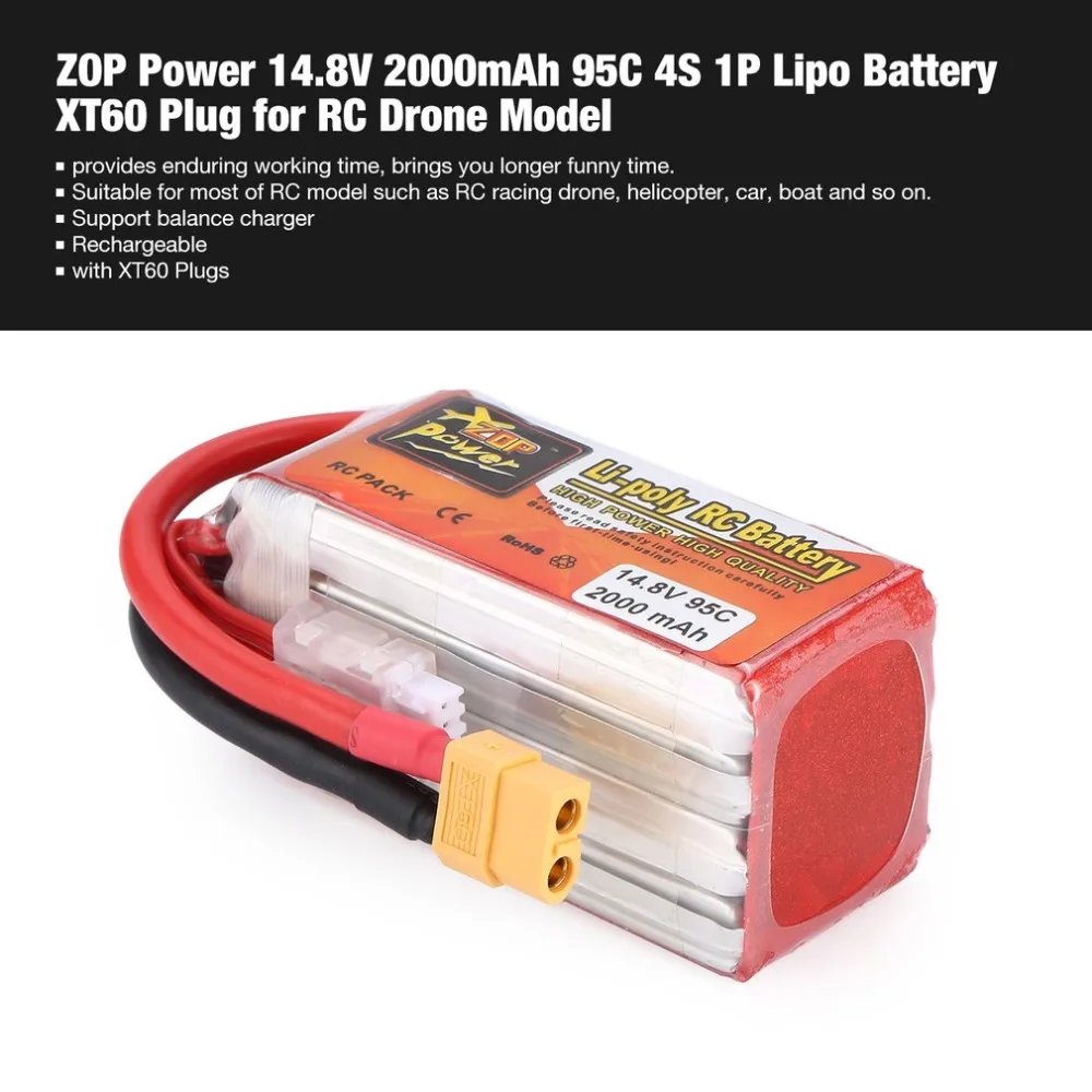 ZOP Power7.4/14 8 V 1500/2000 мА/ч 100/95C 2/4S 1 P Lipo Батарея XT60 штекер Перезаряжаемые для