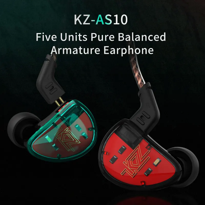 Новый оригинальный KZ AS10 5BA Hi-Fi стерео наушники-вкладыши гарнитура 5 излучателю с