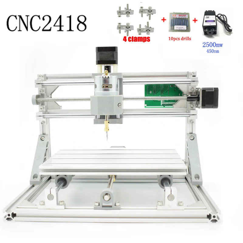 CNC 2418+ 2500 МВт лазерный GRBL контроль Diy лазерная гравировка ER11 станок с ЧПУ, 3 оси pcb фрезерный станок, деревянный маршрутизатор+ 2,5 Вт лазер - Цвет: Normal spindle