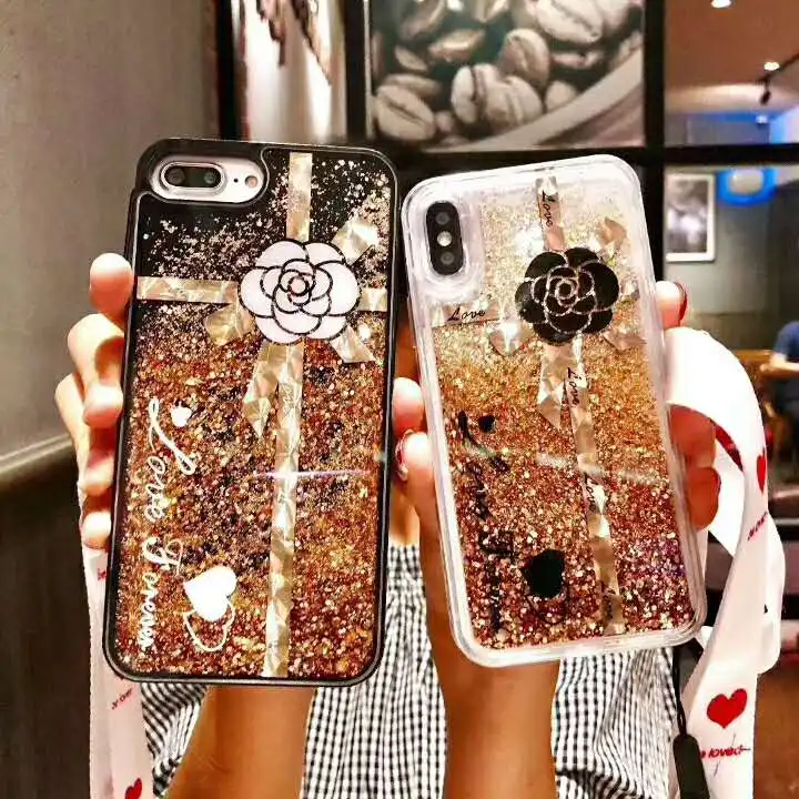 Модные блестящие золотые пески Чехлы для iPhone X XS MAX XR Европейский США Камелия