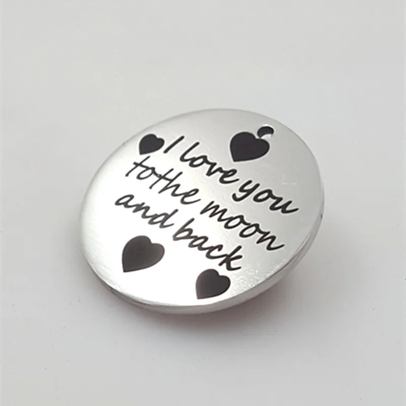20 шт 25 мм Diy круг Шарм аксессуары надпись I love you to the moon и back Подвеска из нержавеющей