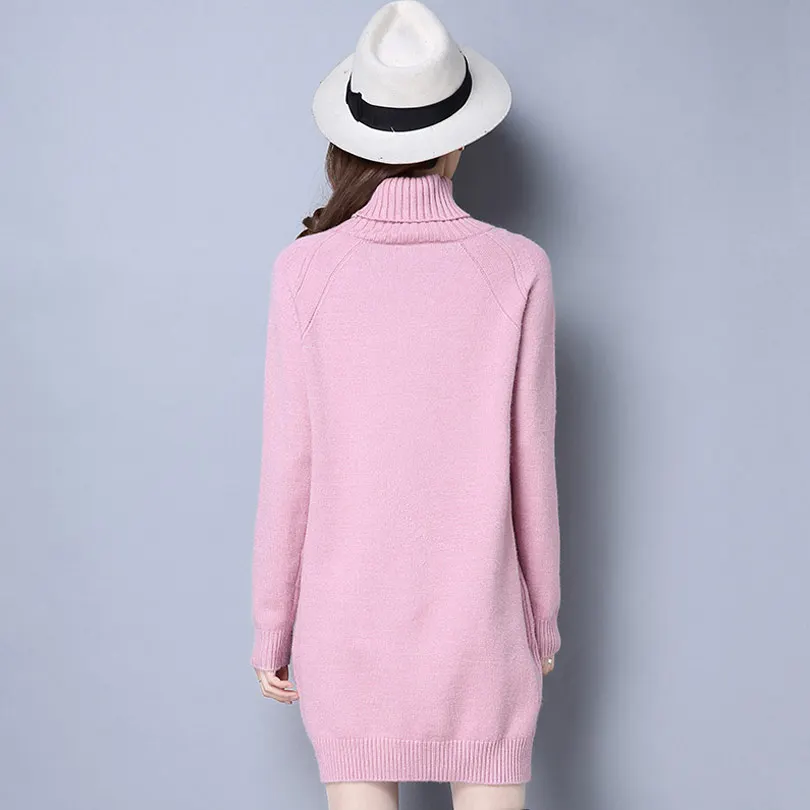 Wool dress Sweater Women Winter autumn Casual Knit Turtleneck Long Sleeve Thread Slim plus size Pull Cashmere Sweaters Pullover | Женская