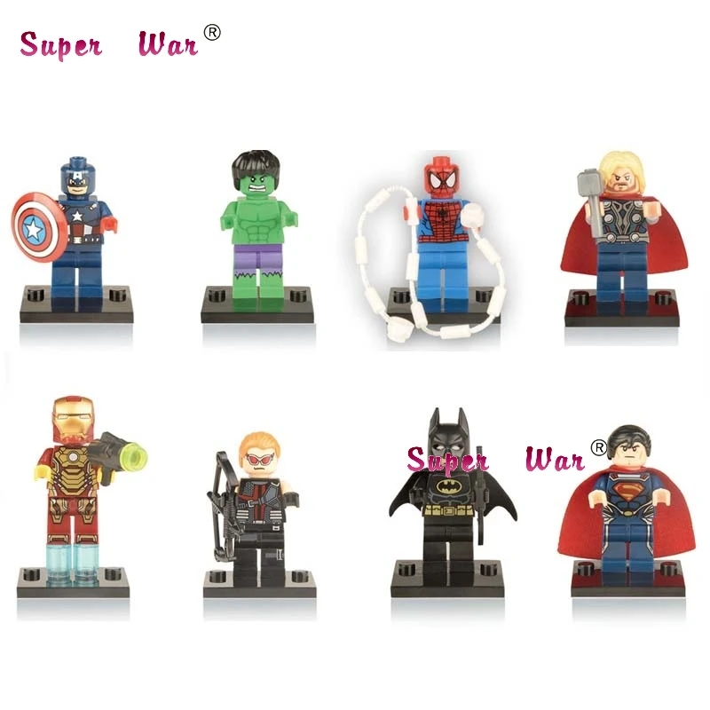 1 компл. Marvel Comics Series 10 Мстители Тор Железный человек паук Человек Халк Дэдпул строительные блоки игрушки для детей - Цвет: XH001-008