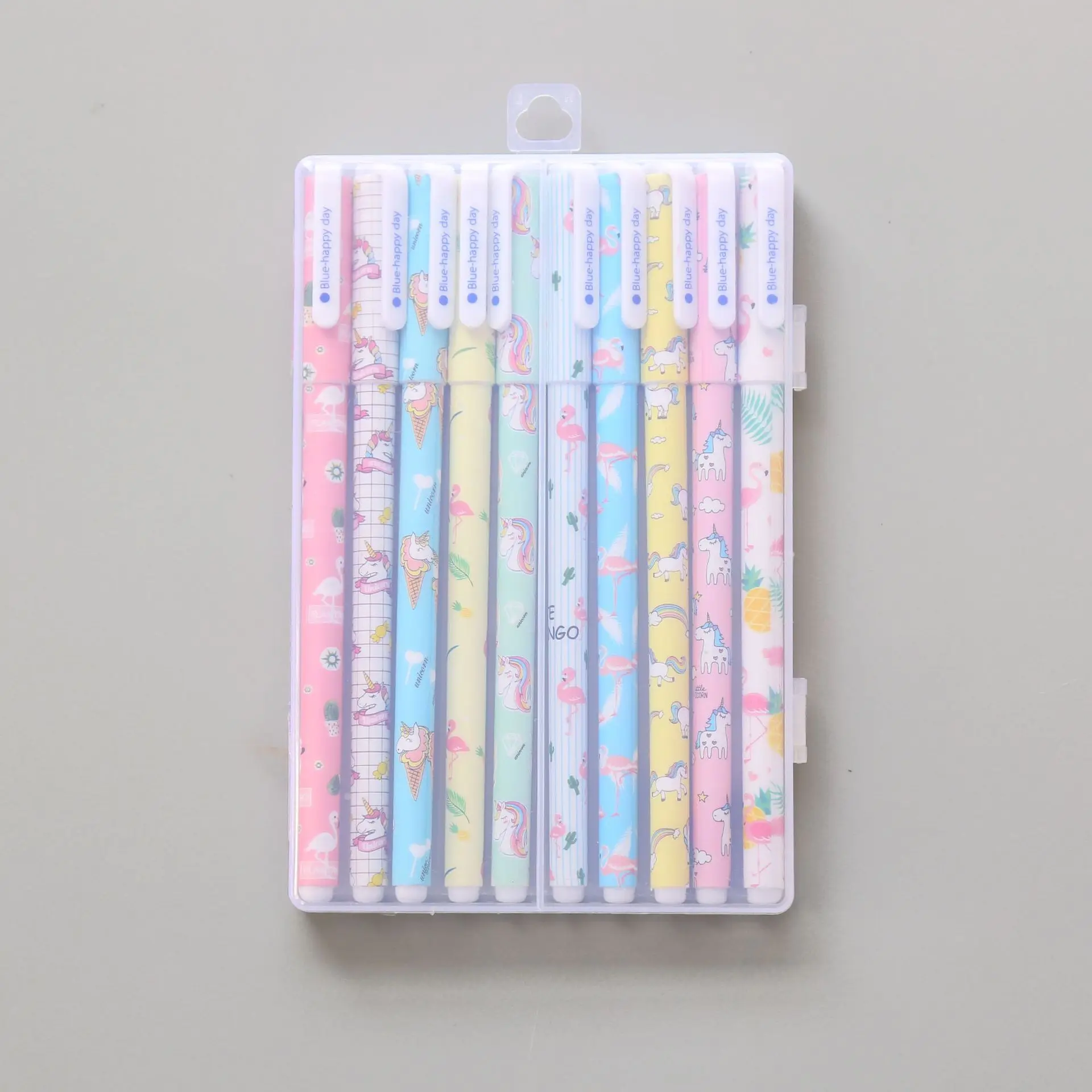 Blue Ink Lytwtw's 1 Set Of Pen Colorful Gel Pen Animal Unicorn Flamingo Marker Stationery Office School Supply Gift Handle With Box - Цвет: Blue Ink