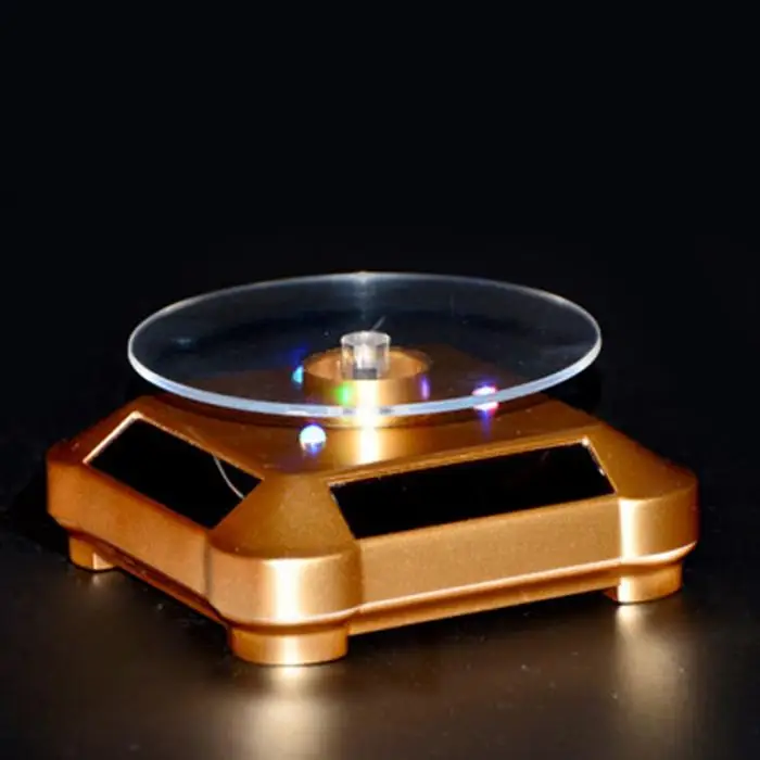 New LED Light Solar Jewelry Display Stand 360 Rotating Showcase Necklace Bracelet Watch Ring Show Turntable MV66
