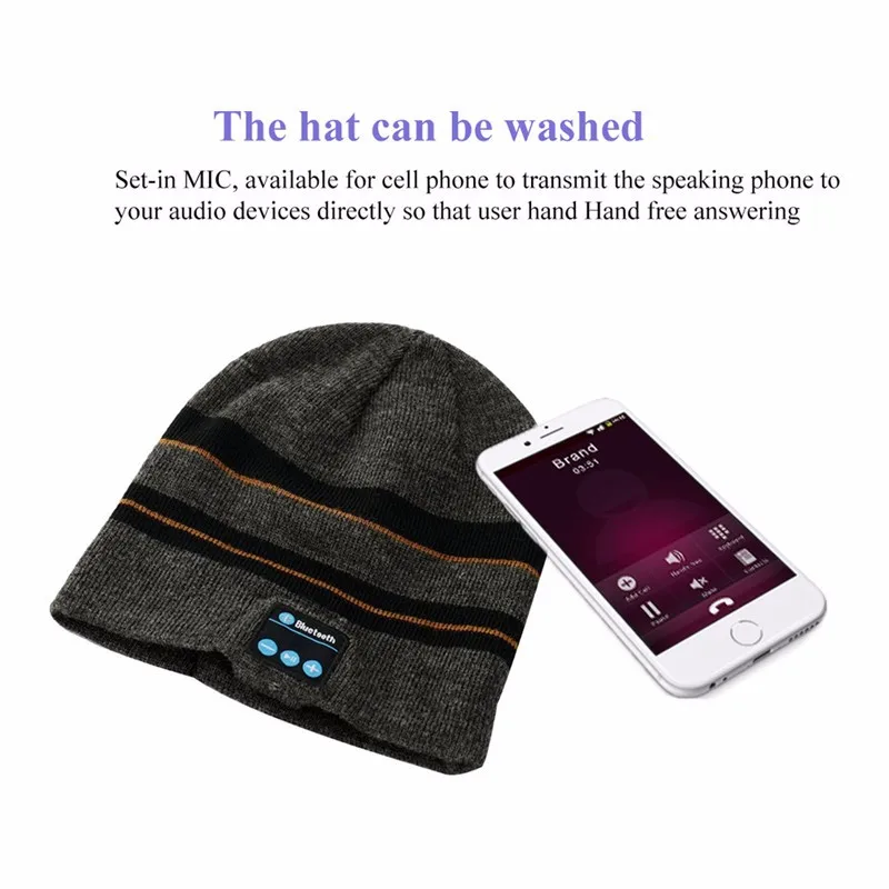 Мягкая Теплая Шапка бини беспроводная Bluetooth Смарт шапка гарнитура наушники