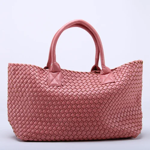 Pink OLOEY, новые тканые сумки, имитация овчины, звезда, сумка на плечо, Большая вместительная сумка-мешок, тканая сумка-тоут, женские кожаные сумки - Цвет: Pink