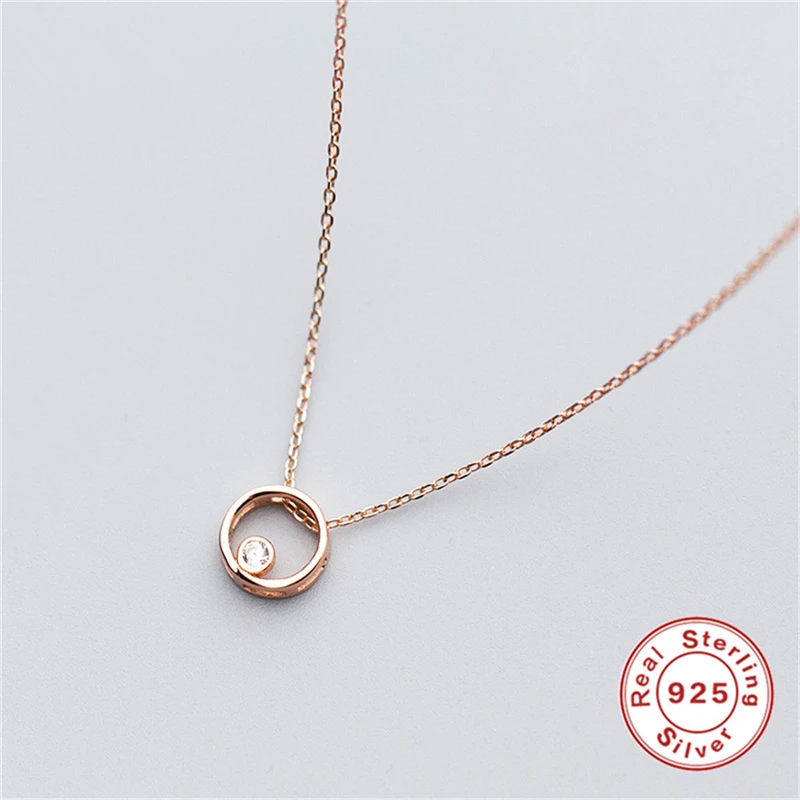 rose gold ROXI подлинное 925 пробы Серебряное ожерелье-чокер круглая подвеска ожерелье s Серебряная цепочка со стразами ожерелье женское ювелирное изделие - Окраска металла: rose gold