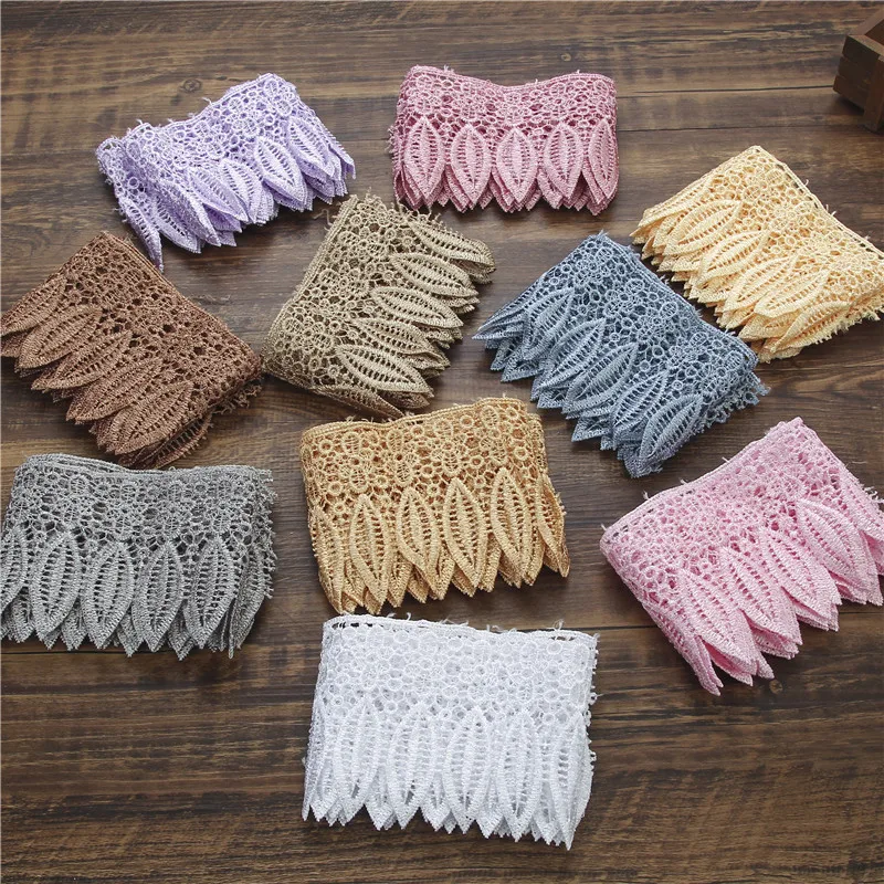 5Yards Colour Polyester Hollow Lace Water-soluble Embroidery Bar Code DIY Curtain Bedcover Plum Mosaic Accessories Elastic | Дом и сад