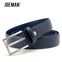 classic genuine leather striped belts for men casual belt 3 5cm width black dark blue dark brown ceinture homme
