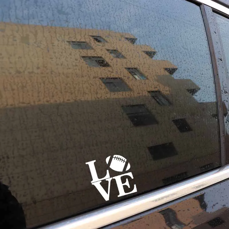 

YJZT 14.2CM*14CM Love Football Sport Vinyl Decal Car Sticker Black/Silver C3-1582