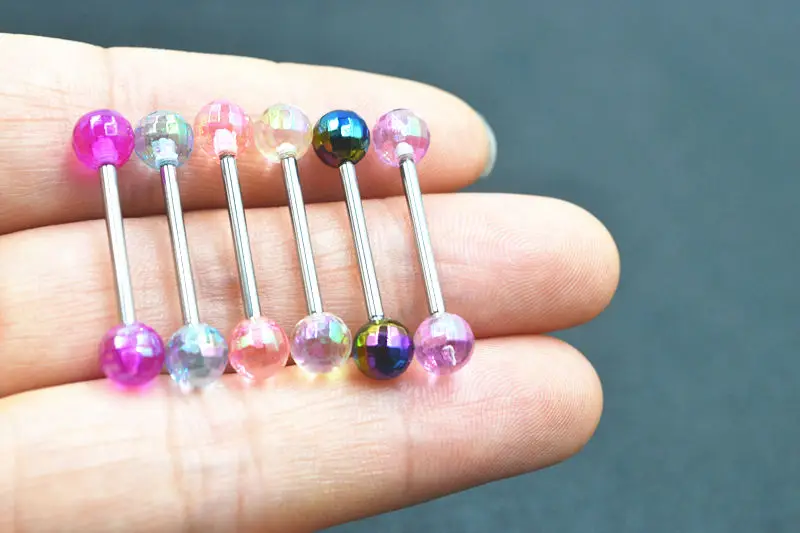 LOT50pcs хирургическая сталь новый язык кольцо Бар сосков колокольчики пирсинг тела