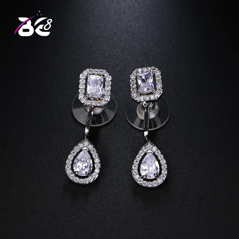 

Be 8 Classic Design White Color Cubic Zirconia Crystal Long Tear Drop Dangle Earrings for Women Party Jewelry Gift E518