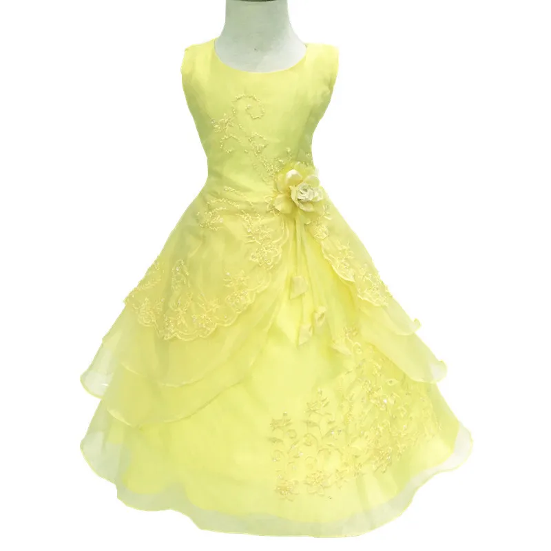 Kids Flower Girl Dress Long Formal Vestido De Festa Elegant Embroidered Wedding Party Ball Gown Princess DS49 | Детская одежда и