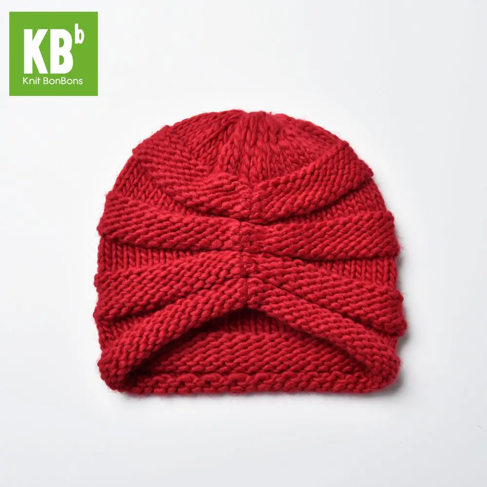 2018 KBB зима весна Удобная красная рифленая вязаная пряжа изящная зимняя шапка бини