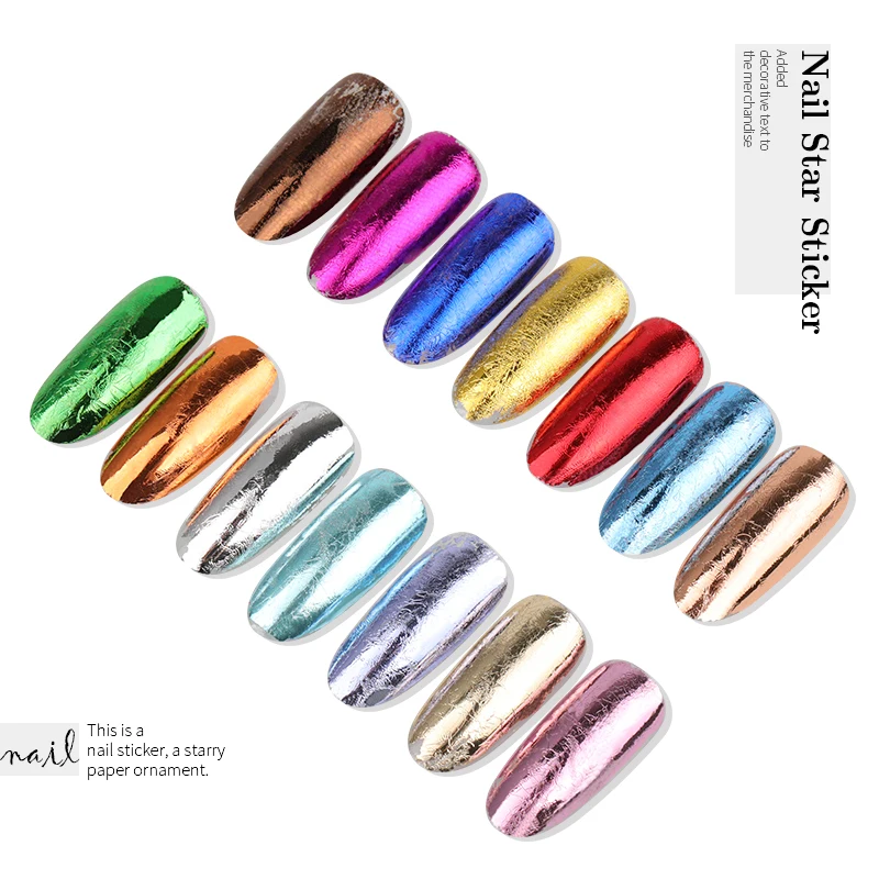 14pc(20cm) 14 шт. очаровательные лаковые наклейки с листьями для ногтей, цветные металлические бумажные конверты со звездами для переноса, клеи, украшения для дизайна ногтей - Цвет: 14pc(20cm)