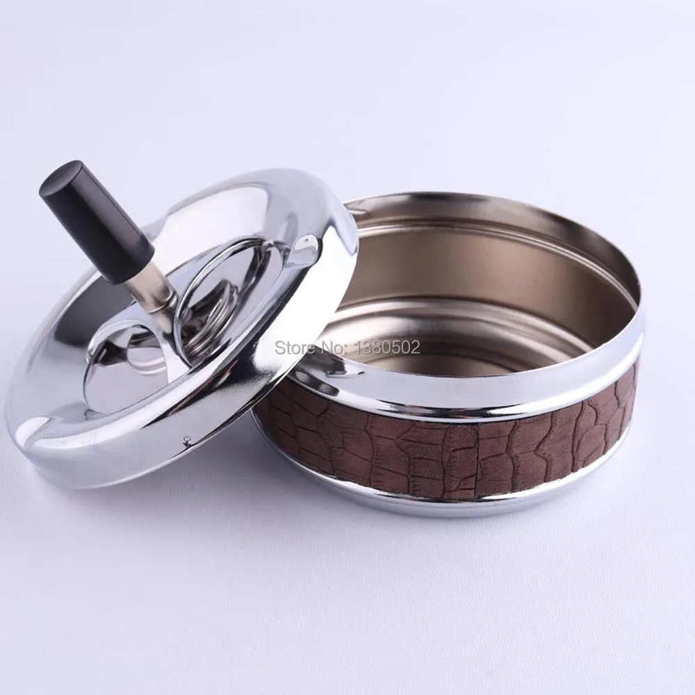 Stainles steel unique design pressing smokeless cigarette ashtray with lids cenicero | Дом и сад