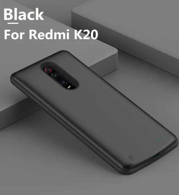 Black For Redmi K20 Чехол для зарядки аккумулятора для Redmi K20 Pro, портативный Дополнительный внешний аккумулятор, чехол для зарядного устройства для Xiaomi Redmi K20, внешний аккумулятор, чехол - Цвет: Black For Redmi K20