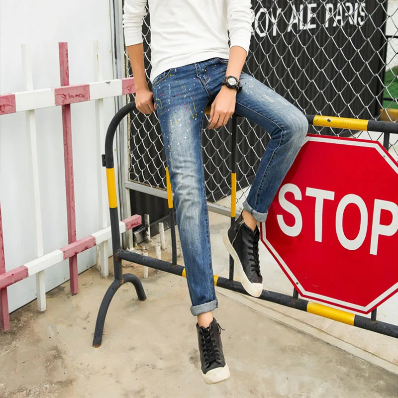 Мужские Джинсы Светло-Голубой Марка Модельер Повседневная Блеск Месте Джинсовые