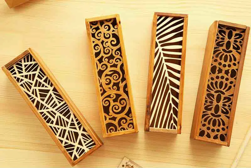 

Lace Hollow Wooden pencil case Storage Box Multifunction Pencil Box Large Capacity Pencil Bag Desktop Pencil Storage Organizer