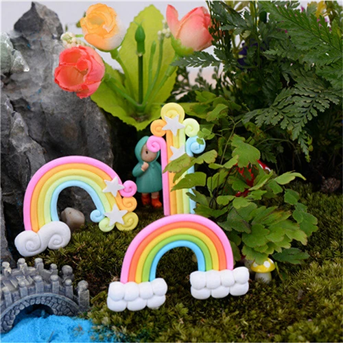 NEW 4Pcs Rainbow Terrarium Figurines Miniature Fairy Garden Miniatures Decoration Wholesale | Дом и сад