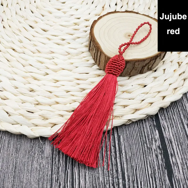 Jujube red 2 шт./лот 9 см нить Ленточки Декоративные Шелковые бахромой гарнитур DIY кисточка швейная ткань аксессуары отделкой бахромой для tassel Pendant - Цвет: Jujube red