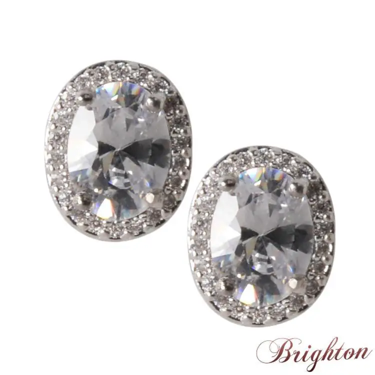 Brand jewelry silver plated AAA zircon high quality crystal stud earrings for exquisite women bricons|stud crystal|earring designs womenstud diy |