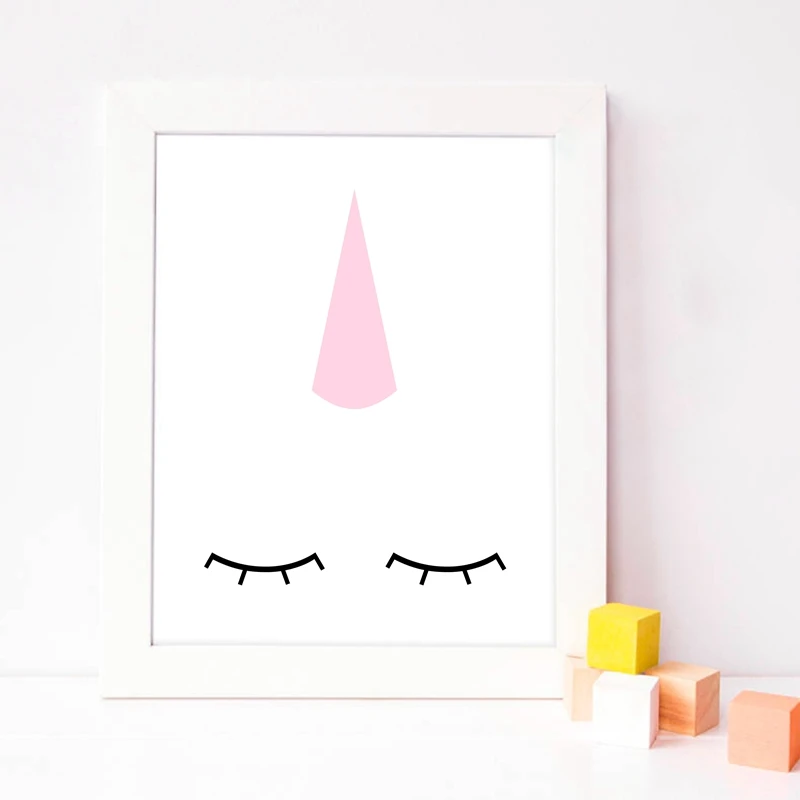 

Cute Unicorn Art Print Baby Shower Party Girl Decorations , Pink Animal Unicorn Poster Canvas Painting Girl's Room Beauty Decor