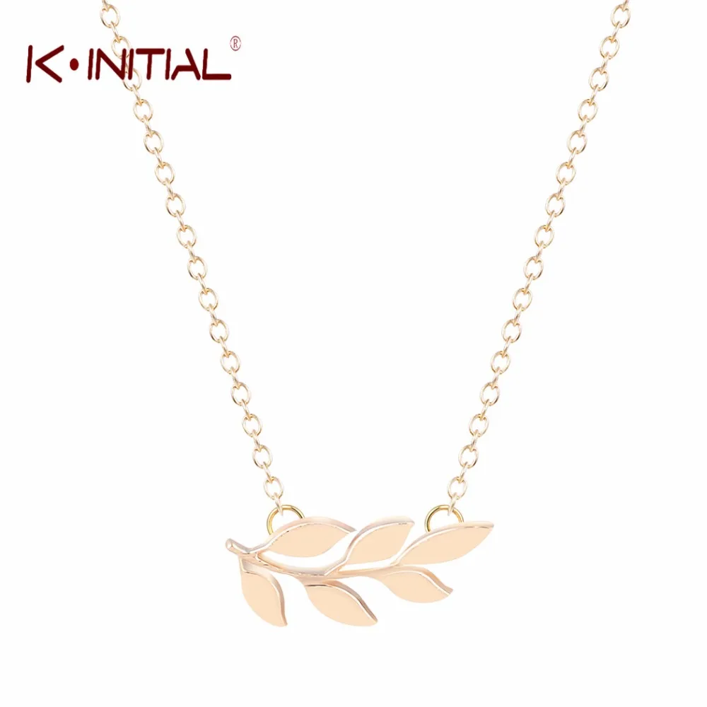 Женское Ожерелье цепочка с кулоном в виде листьев оливковой ветки|leaf necklace|statement
