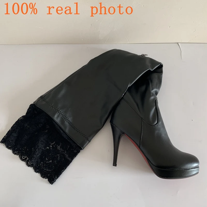 ORCHA LISA/ г. Новые женские пикантные модные ботфорты из PU искусственной кожи сапоги на тонком высоком каблуке Женская обувь на платформе обувь на шнуровке, большие размеры 34-43, C629