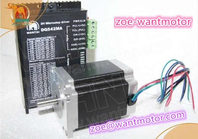 

Hot sale!Wantai Nema23 Stepper Motor Single Shaft 57BYGH633 191oz-in+Driver DQ542MA 4.2A 50V 125Micro CNC Router Plasma Printer