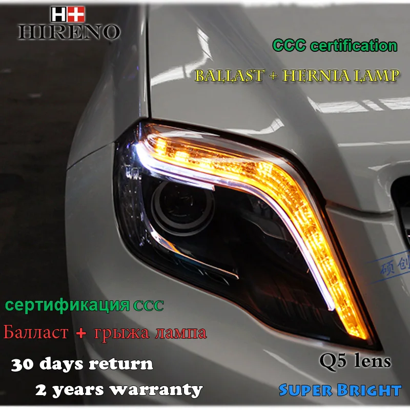 Hireno фары в сборе для Mercedes Benz GLK300 GLK260 GLK200 светодиодный DRL Объектив двойной луч HID Xenon