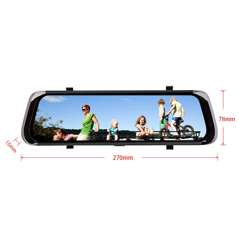 Автомобильная камера Dashcam Full HD 1920x1080 10 дюймов IPS сенсорный экран Зеркало DVR Двойная линза Dash Cam Парковочный монитор Запись вождения Рекордер.