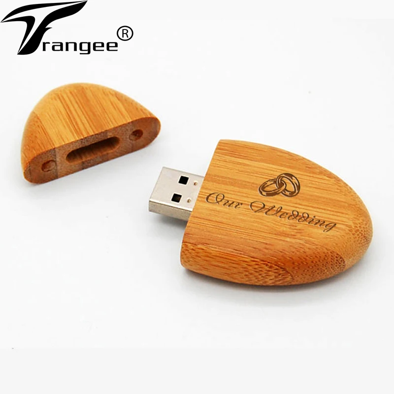 Овальный деревянный USB флеш накопитель Trangee 4 ГБ 8 16 32 64 128 (5 шт. с бесплатным