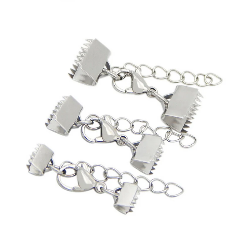 Плоский кожаный шнур из нержавеющей стали застежки с регулируемыми цепочками