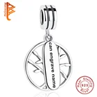 Гравировка имени на заказ подвески-бусины подлинные искусственные серебряные подвески семейного дерева подходят для браслета оригинальные изысканные ювелирные изделия