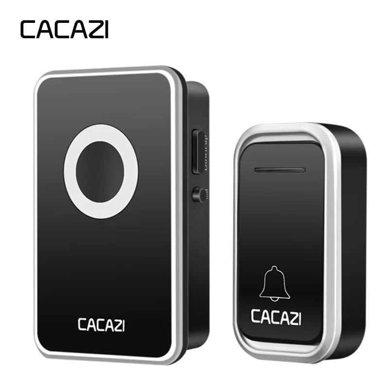 Умный беспроводной дверной звонок CACAZI, водонепроницаемая Батарейная кнопка, дистанционный светодиодный светильник на 300 м, домашний дверной звонок, 38 колокольчиков, вилка стандарта США, ЕС, Великобритании
