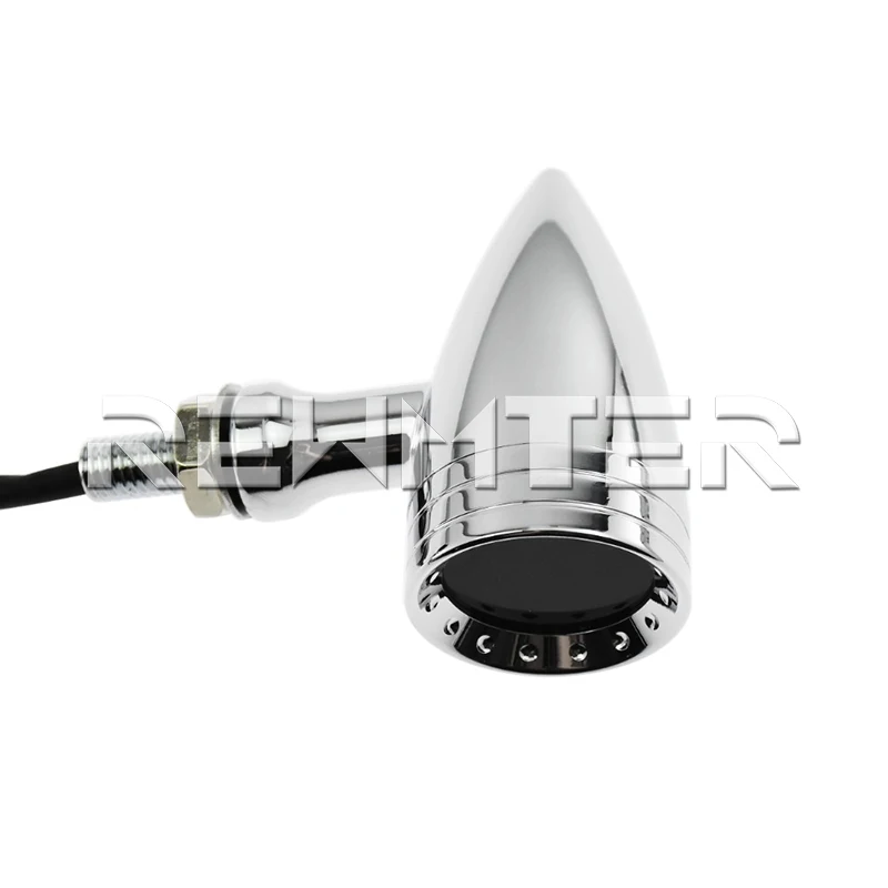 Motorcycle Accessories LED Turn Signal Chrome Bullet Blinker Orange Indicator Lights Gray Lens 10mm Vintage For Harley |